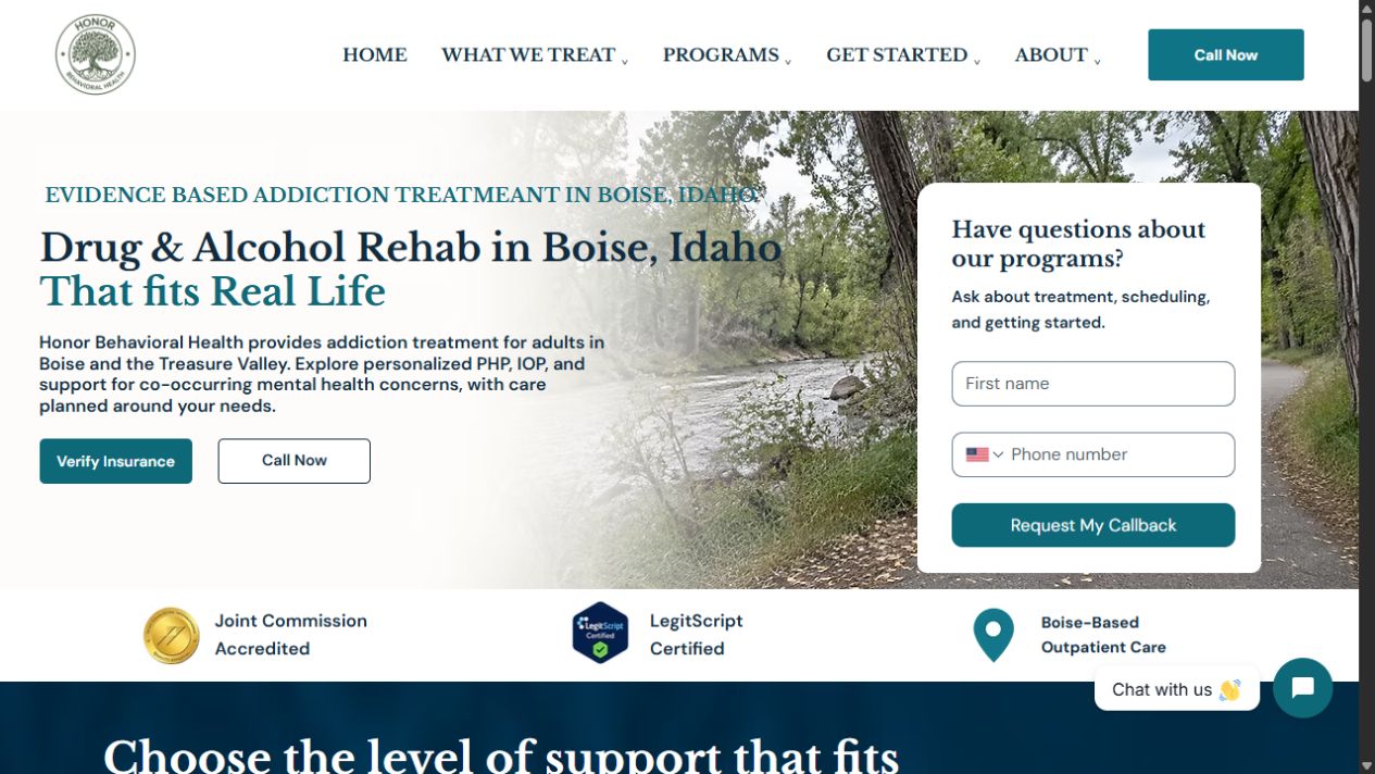 Honor Behavioral Health homepage