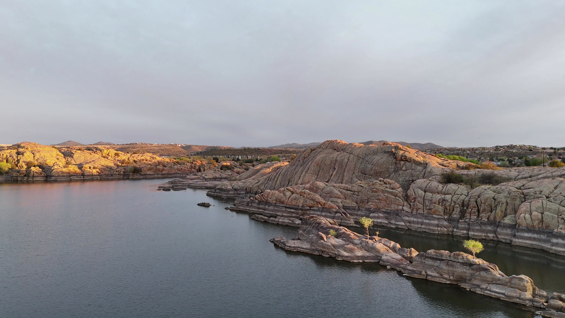 Granite shoreline and water in Prescott, Arizona